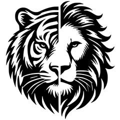 Silhouettes of lion and tiger faces