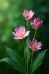 Fototapeta premium elegant flowers against a lush green backdrop, stems, green, botanical