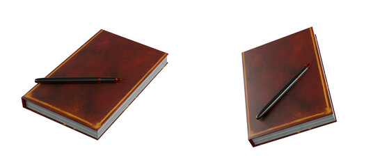 book with pen isolated on white