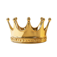 The image showcases a gleaming gold crown detailed with ornate carvings and embellishments symbolizing power and royalty.