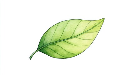 Obraz premium A vibrant green leaf showcasing intricate veins against a clean white background