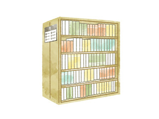 図書館の書架-水彩