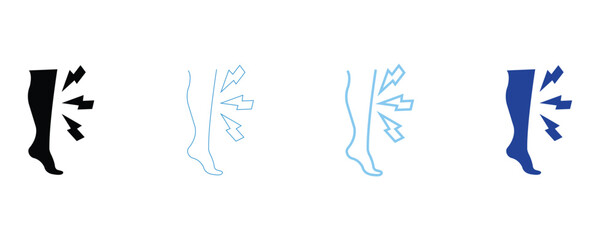 Leg pain icon, linear style leg pain icons, leg pain flat illustration isolated on white background.