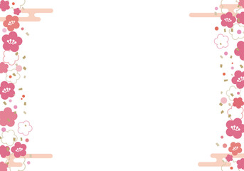 梅の花のフレームイラスト