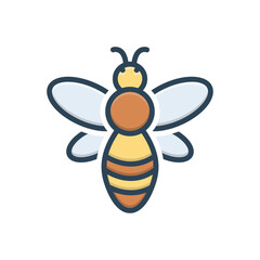 Color illustration icon for bee