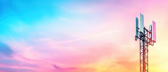 Telecommunication tower installation urban sky photography sunset aerial view connectivity enhancement