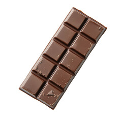 Fototapeta premium A partially eaten dark chocolate bar is shown against a black background at an angle.