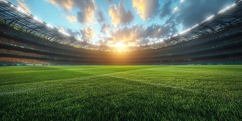 Cricket Stadium with a Sunset sky in the background, Cricket stadium Day view