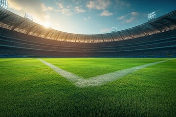 Cricket Stadium with a Sunset sky in the background, Cricket stadium Day view