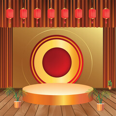 Stage with Red Platform Background for Performance or Event