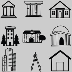 Architecture bundle line art and illustrator eps