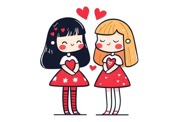 cute girls valentine's festival love lgbtq concept background couple affection
