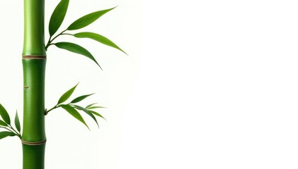 Naklejka premium Tall bamboo stalk isolated on white background, stalk, foliage, white