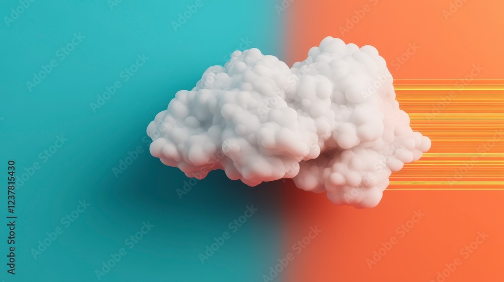 Poster abstract cloud with colorful background and dynamic lines in modern art style