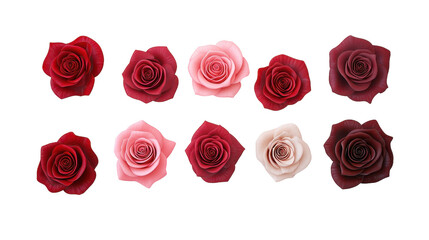 Fototapeta premium A stunning arrangement of colorful roses in various shades and sizes. transparent background