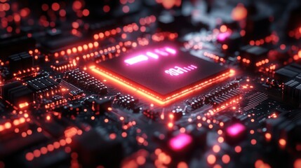 Obraz premium Glowing 2021 CPU Processor on Motherboard