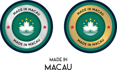 Made in Macau. Premium labels, stickers, pointer, badge and symbol of Macau flag icon. Collection vector illustration