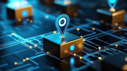 Futuristic Location Technology Digital Map Network Global Positioning System
