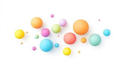 Colorful abstract design featuring various sized pastel spheres on a white background