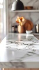 A marble countertop with blurred of a bright