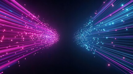 Fototapeta premium Abstract Purple And Blue Particle Light Streaks Background