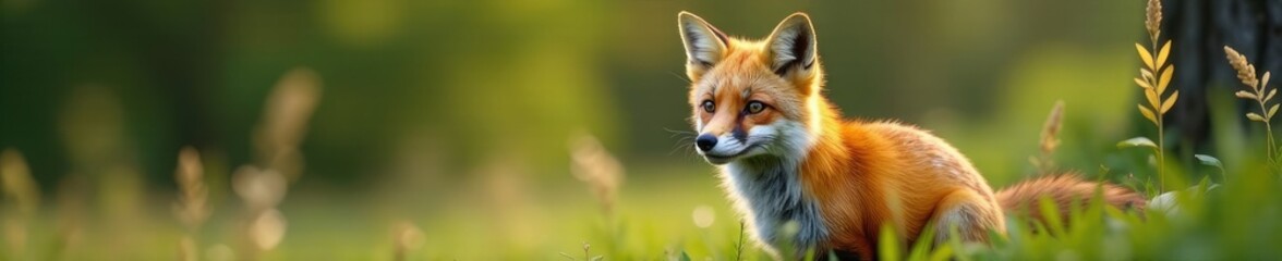 Fototapeta premium Ein fuchsfarbener Fuchs, der in einem Bach herumhuscht, tier fotografie, wildnis