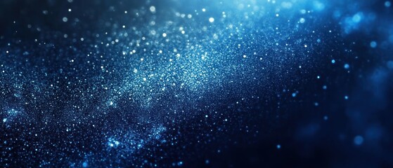 A mesmerizing cosmic scene filled with shimmering stars and deep blue hues.