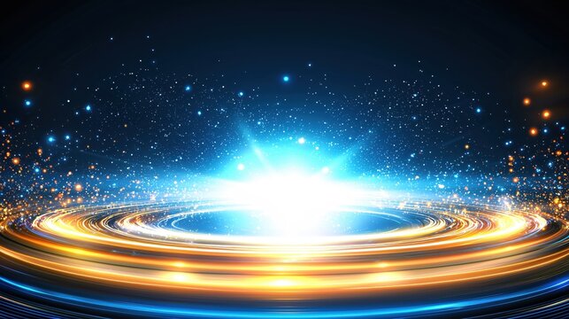 Abstract Glowing Light Trails Swirling Energy Cosmic Nebula