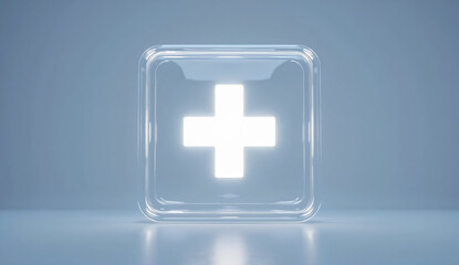 Obraz premium Glowing First Aid Symbol on a Minimalistic Background for Health and Safety Ads