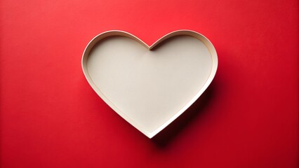 Obraz premium Empty Heart Shaped Container on Vibrant Red Background