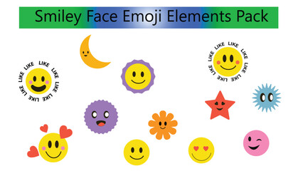 Smiley face emoji elements, perfect for conveying happiness and positivity in your designs.