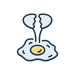Color illustration icon for fried egg