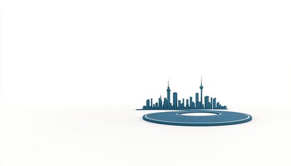Minimalist skyline silhouette with circular base, showcasing urban design and simplicity