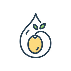 Color illustration icon for olive oil