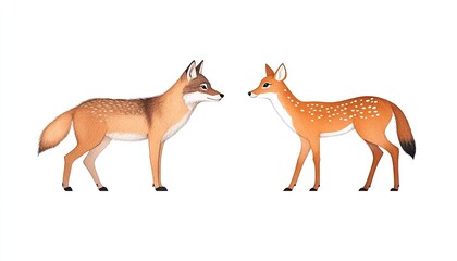 Two stylized foxes facing each other in a minimalist design, showcasing their distinct features