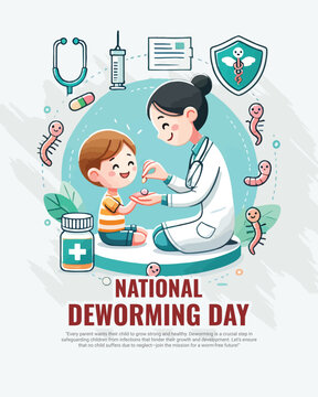 National Deworming Day on February 10 Child Health Day in India social media post banner template