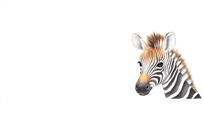 Close-up illustration of a zebra's head showcasing its unique stripes and mane details