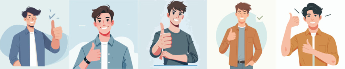 vector of young man giving thumbs up