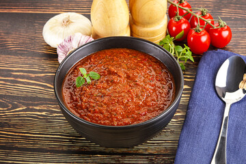 Spanish traditional gazpacho tomato soup