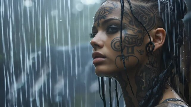 Self-expression and style: tattoo as a symbol of identity in youth culture, blending tradition with contemporary trend, an artistic image of personal meaning and culture.