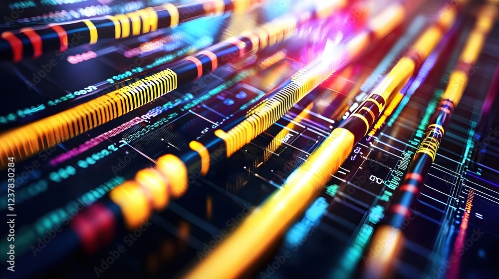 Poster futuristic data stream network cables abstract technology background