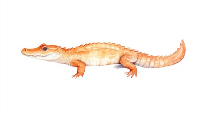 Naklejka premium Detailed illustration of an orange crocodile-like creature walking on a white background