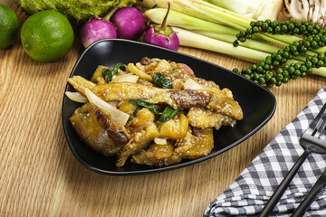 Roasted Thai eggplant with onion