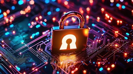 Cyber Security Digital Lock Network Protection Data Safety
