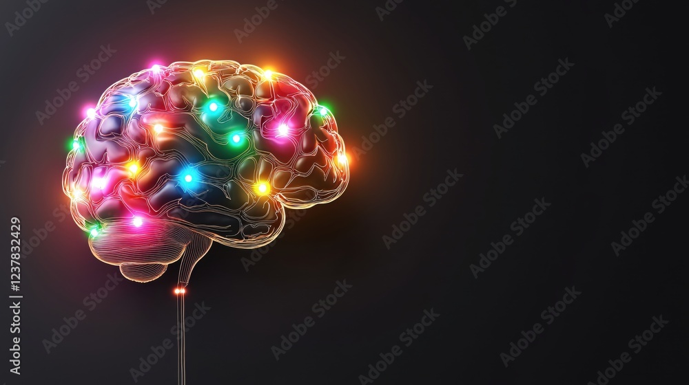 Aufkleber illuminated brain abstract neural network concept idea