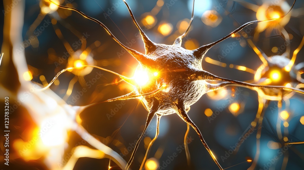 Aufkleber glowing neural network microscopic cellular structure