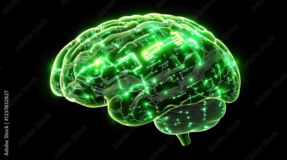 Aufkleber digital brain circuitry neural network intelligence technology