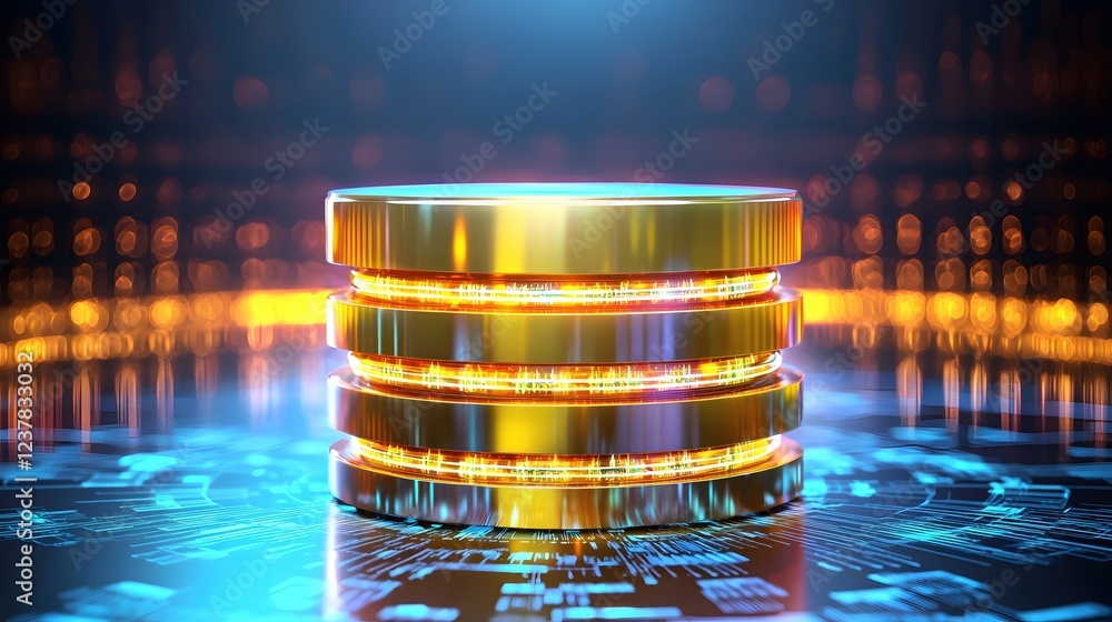 Poster golden data disks futuristic technology abstract background