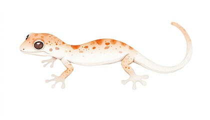 Naklejka premium Illustrated gecko with orange spots, showcasing its unique features against a plain background