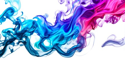 Fototapeta premium Dynamic Blue Smoke Photography with Pink Gradient Abstract Fluid Art Background with Motion Effect on White wallpaper, generative ai